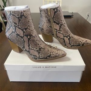 NEW Lulus X Matisse Spirit Natural Snake Print Boots WOMENS SIZE 8